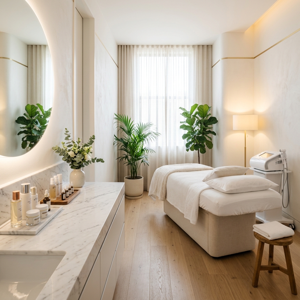 Premium skincare clinic treatment room